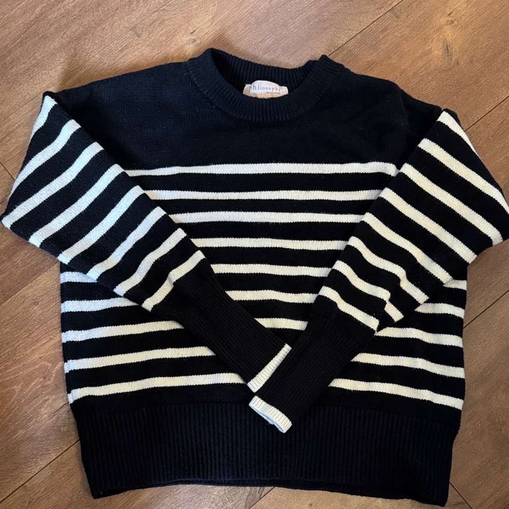 Philosophy Black and white Striped Crewneck Sweater Size Medium